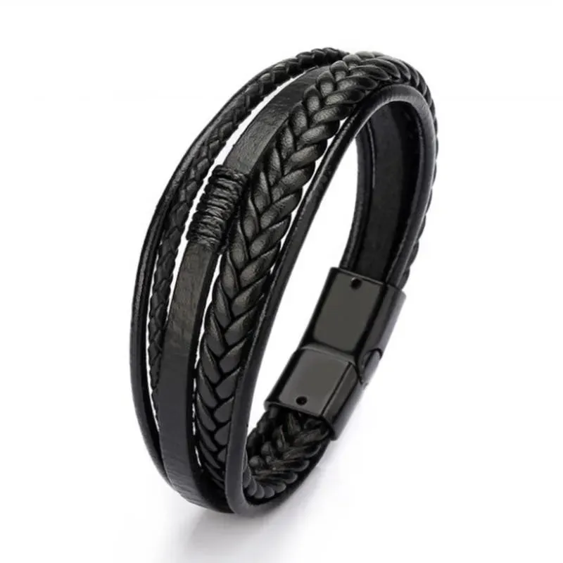 Classic Multilayered Handwoven Leather Bracelet Infinity Symbol Charm Fashion Men's Bangles Jewelry Gifts Pulseira