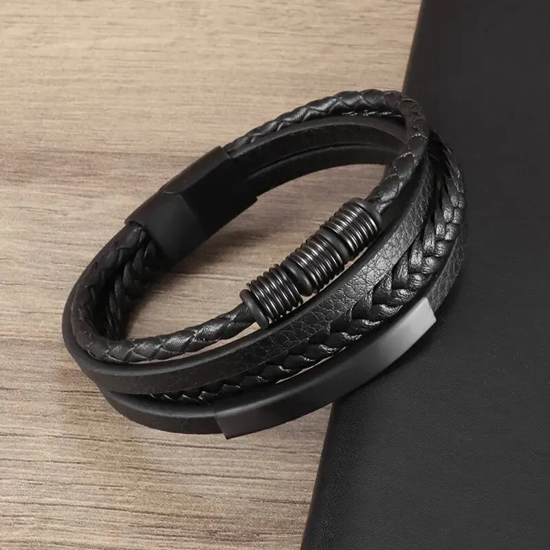 Classic Multilayered Handwoven Leather Bracelet Infinity Symbol Charm Fashion Men's Bangles Jewelry Gifts Pulseira