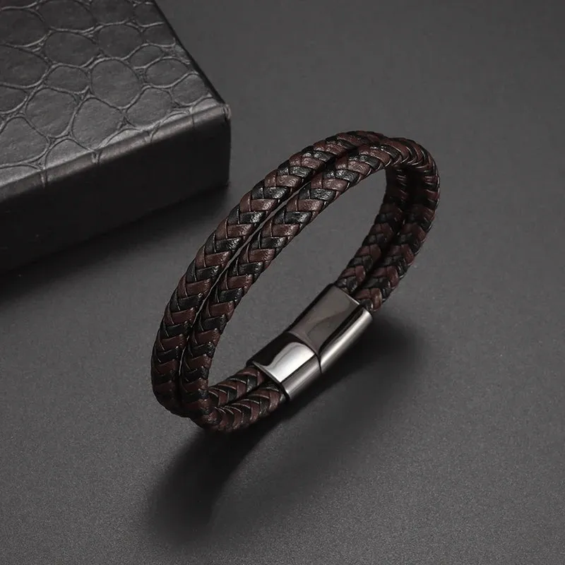 Classic Multilayered Handwoven Leather Bracelet Infinity Symbol Charm Fashion Men's Bangles Jewelry Gifts Pulseira