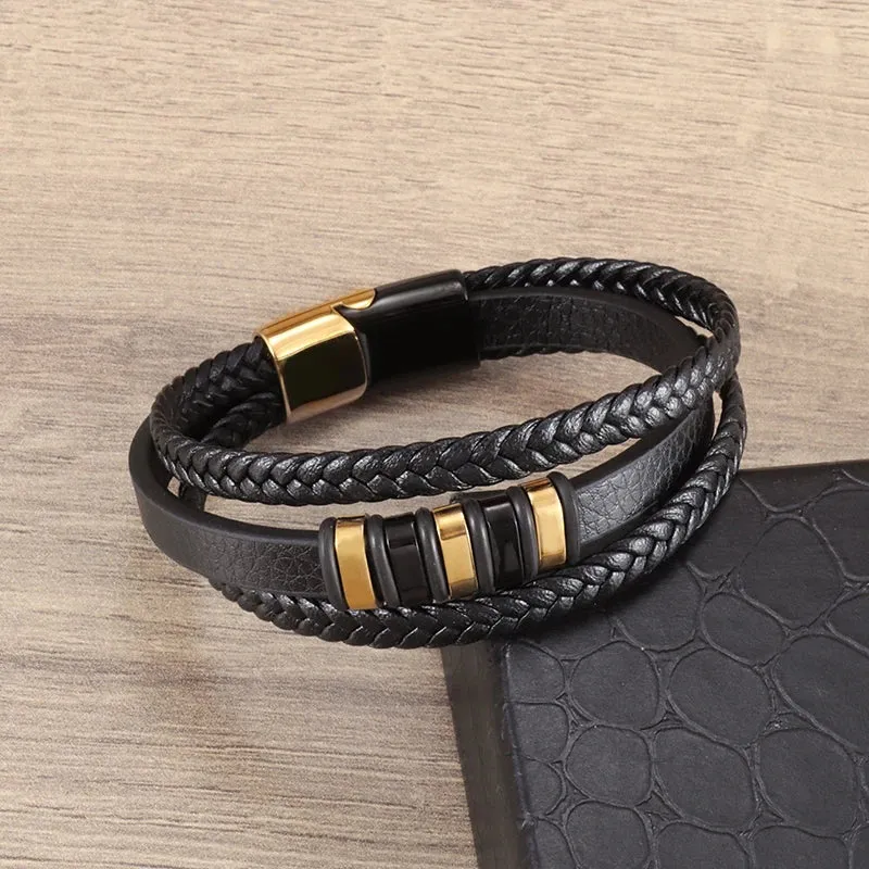 Classic Multilayered Handwoven Leather Bracelet Infinity Symbol Charm Fashion Men's Bangles Jewelry Gifts Pulseira