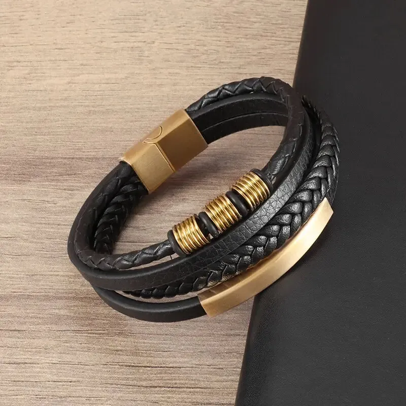 Classic Multilayered Handwoven Leather Bracelet Infinity Symbol Charm Fashion Men's Bangles Jewelry Gifts Pulseira