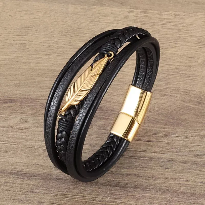 Classic Multilayered Handwoven Leather Bracelet Infinity Symbol Charm Fashion Men's Bangles Jewelry Gifts Pulseira