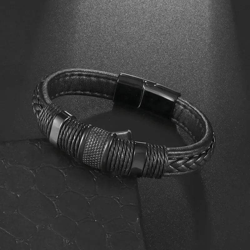 Classic Multilayered Handwoven Leather Bracelet Infinity Symbol Charm Fashion Men's Bangles Jewelry Gifts Pulseira