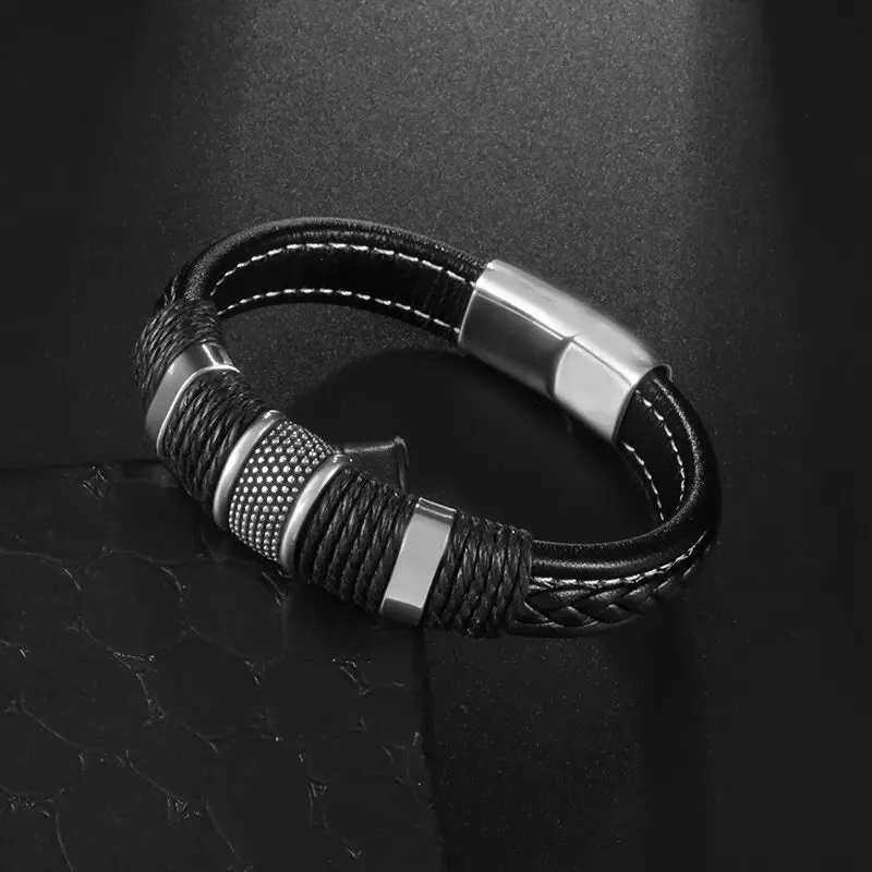 Classic Multilayered Handwoven Leather Bracelet Infinity Symbol Charm Fashion Men's Bangles Jewelry Gifts Pulseira