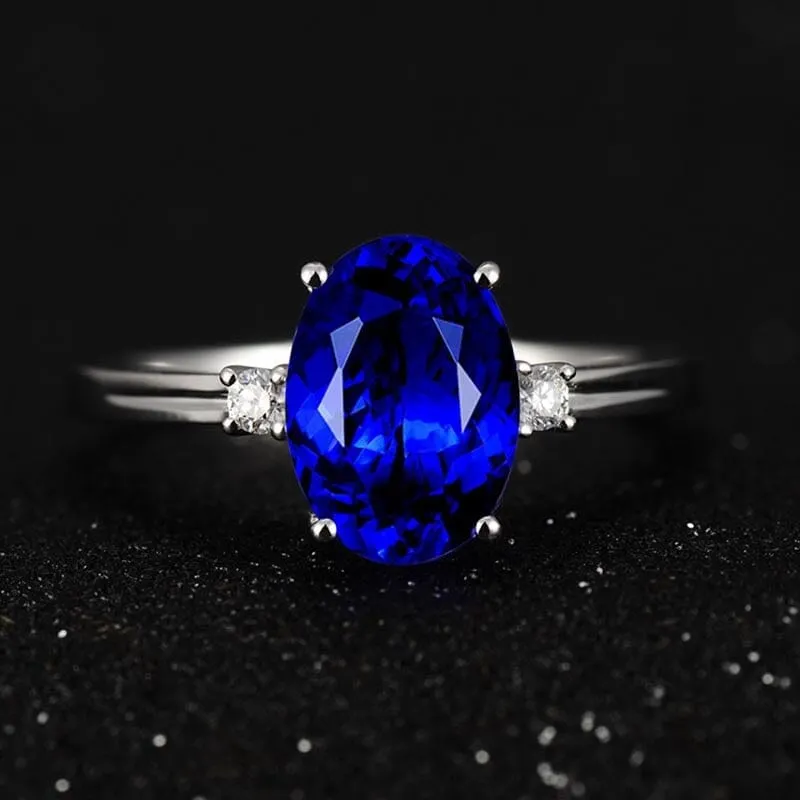 Classic Oval Sapphire Silver Resizable Ring