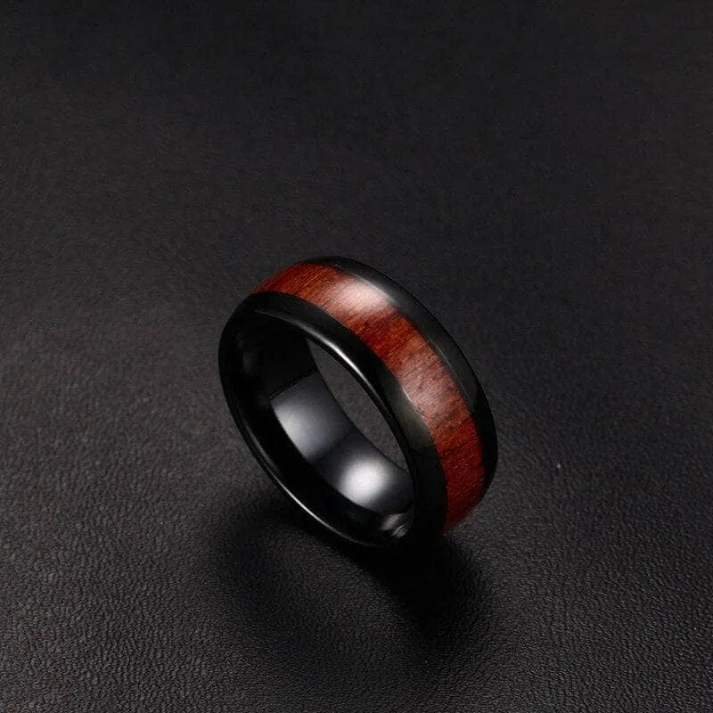 Classic Wood Matte Tungsten Men's Wedding Band