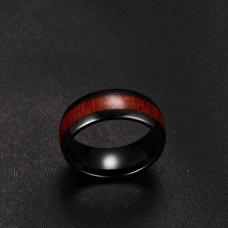 Classic Wood Matte Tungsten Men's Wedding Band