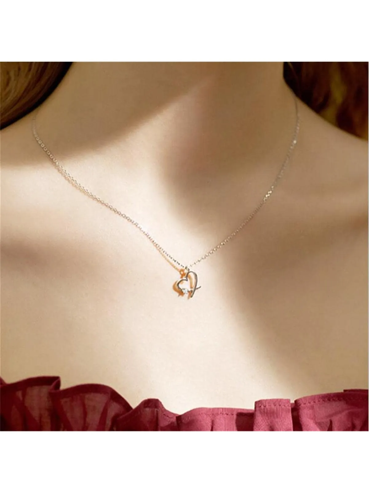 Creative Heart Decor Chain Necklace Dainty Necklace Elegant Jewelry Creative