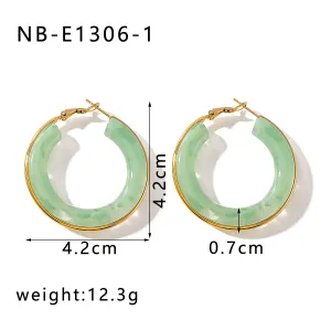 Cricular Shaped Hoop Green Earring JLT12962