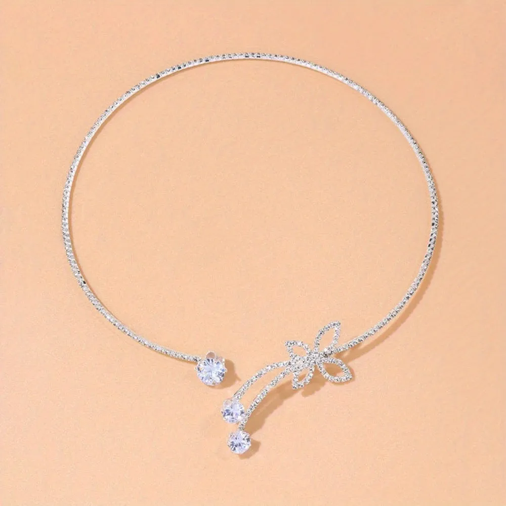 Crystal Butterfly Choker Necklace  Elegant Jewelry Gift