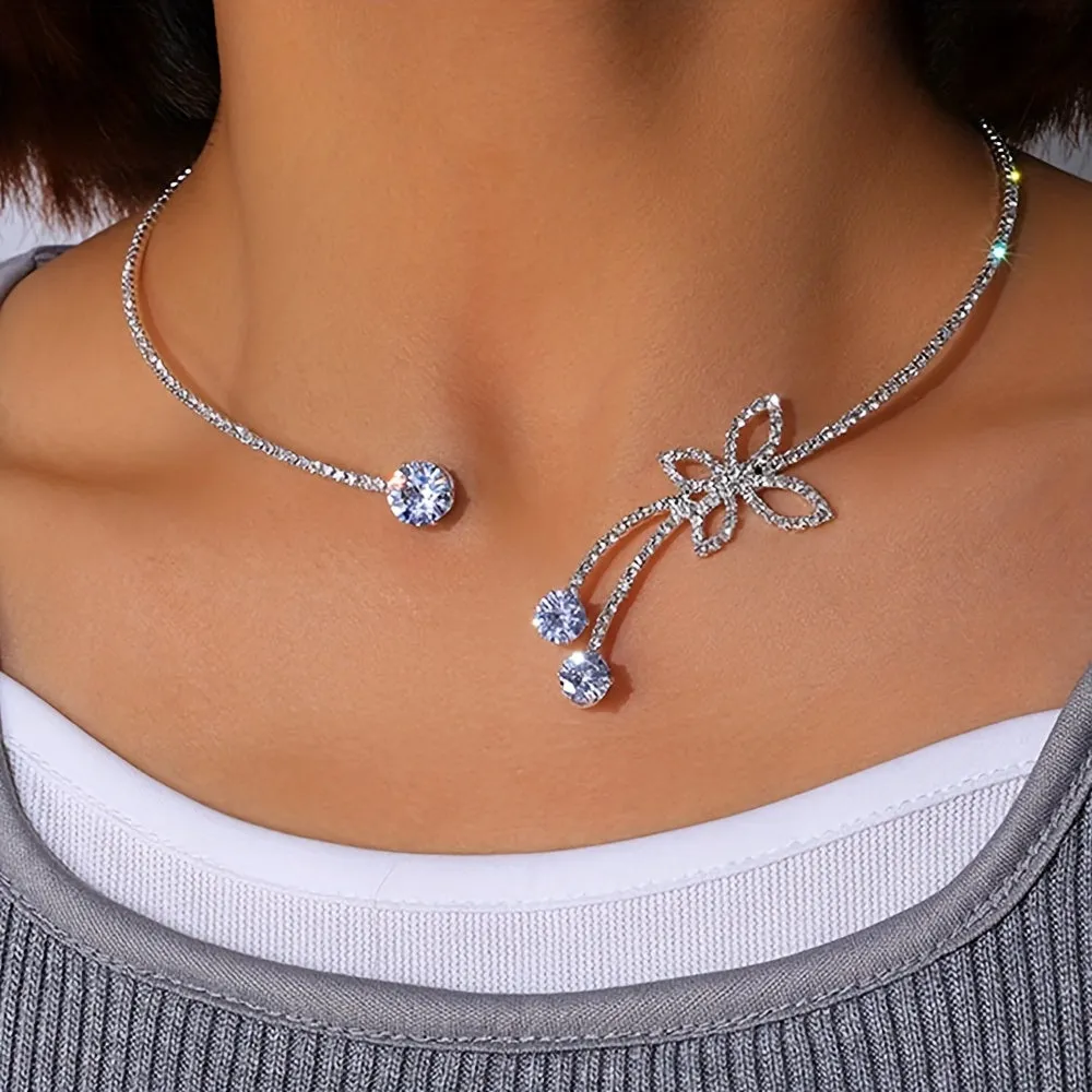 Crystal Butterfly Choker Necklace  Elegant Jewelry Gift