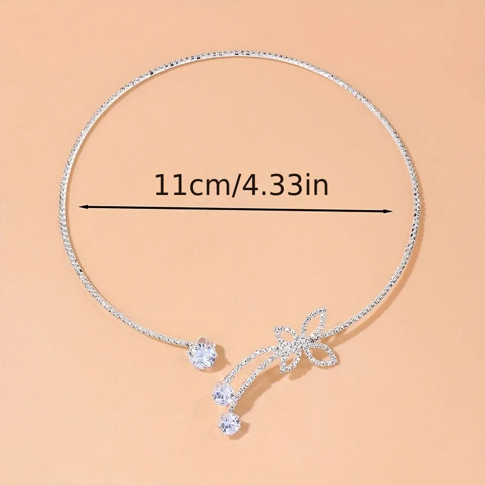 Crystal Butterfly Choker Necklace  Elegant Jewelry Gift