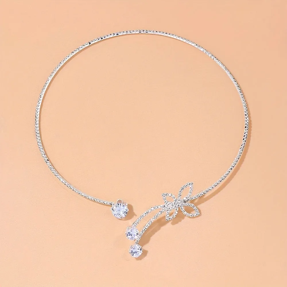 Crystal Butterfly Choker Necklace  Elegant Jewelry Gift