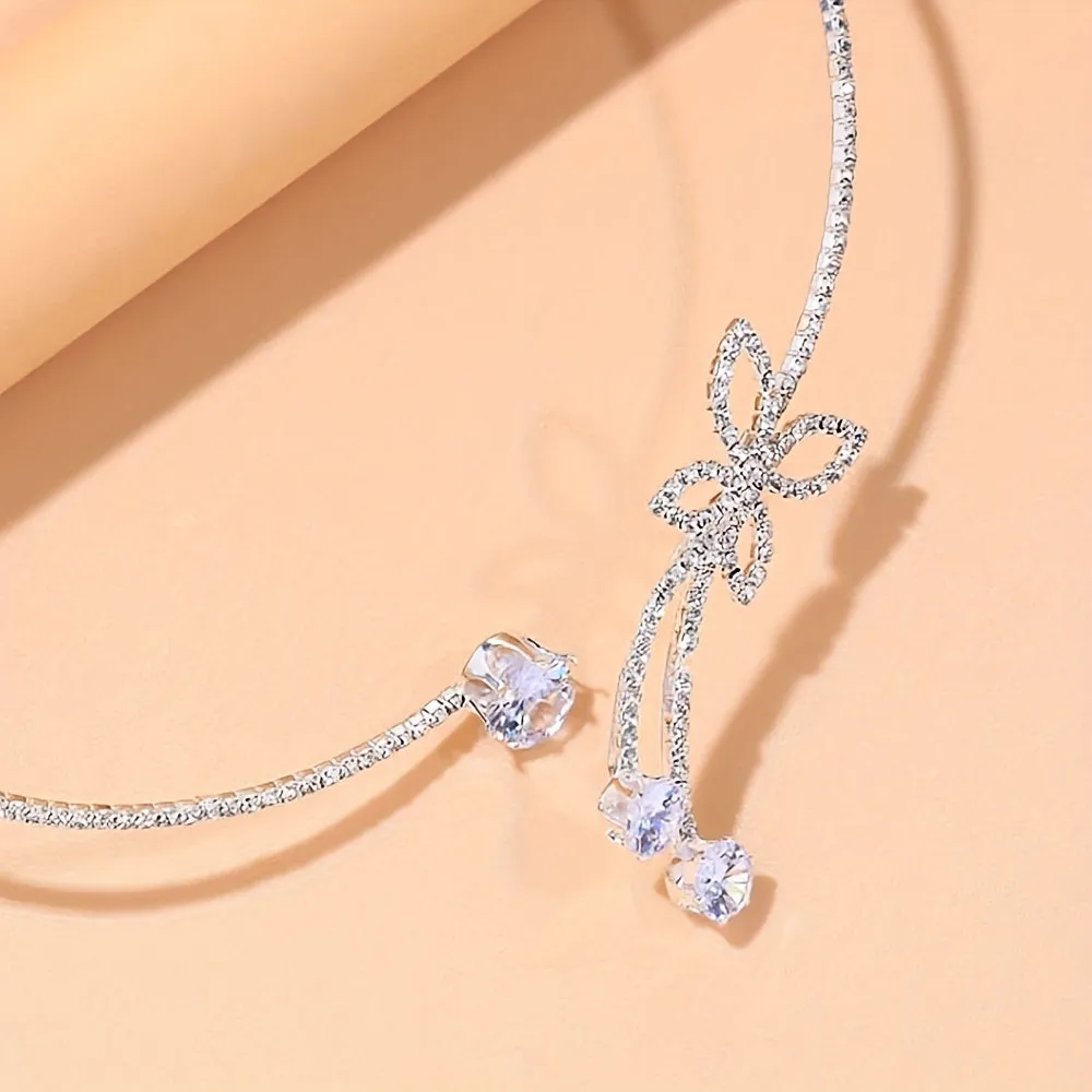 Crystal Butterfly Choker Necklace  Elegant Jewelry Gift