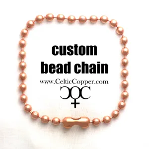 Custom Bracelet Chain Medium Copper Bead Chain Bracelet 4.8mm Custom Size Solid Copper Bracelet Chain