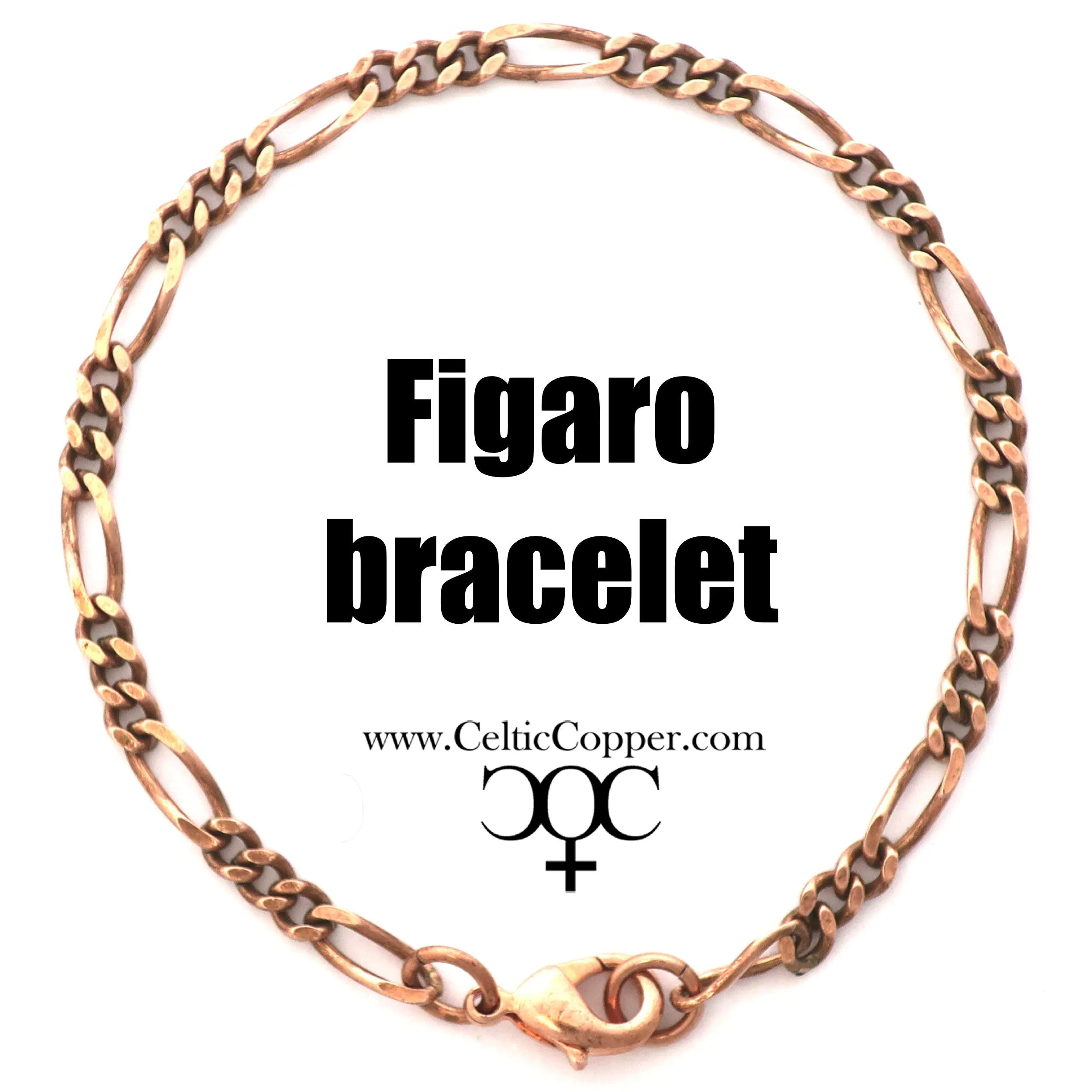 Custom Bracelet Chain Solid Copper Fine Figaro Chain Bracelet BC41M Custom Size Copper Bracelet Chain