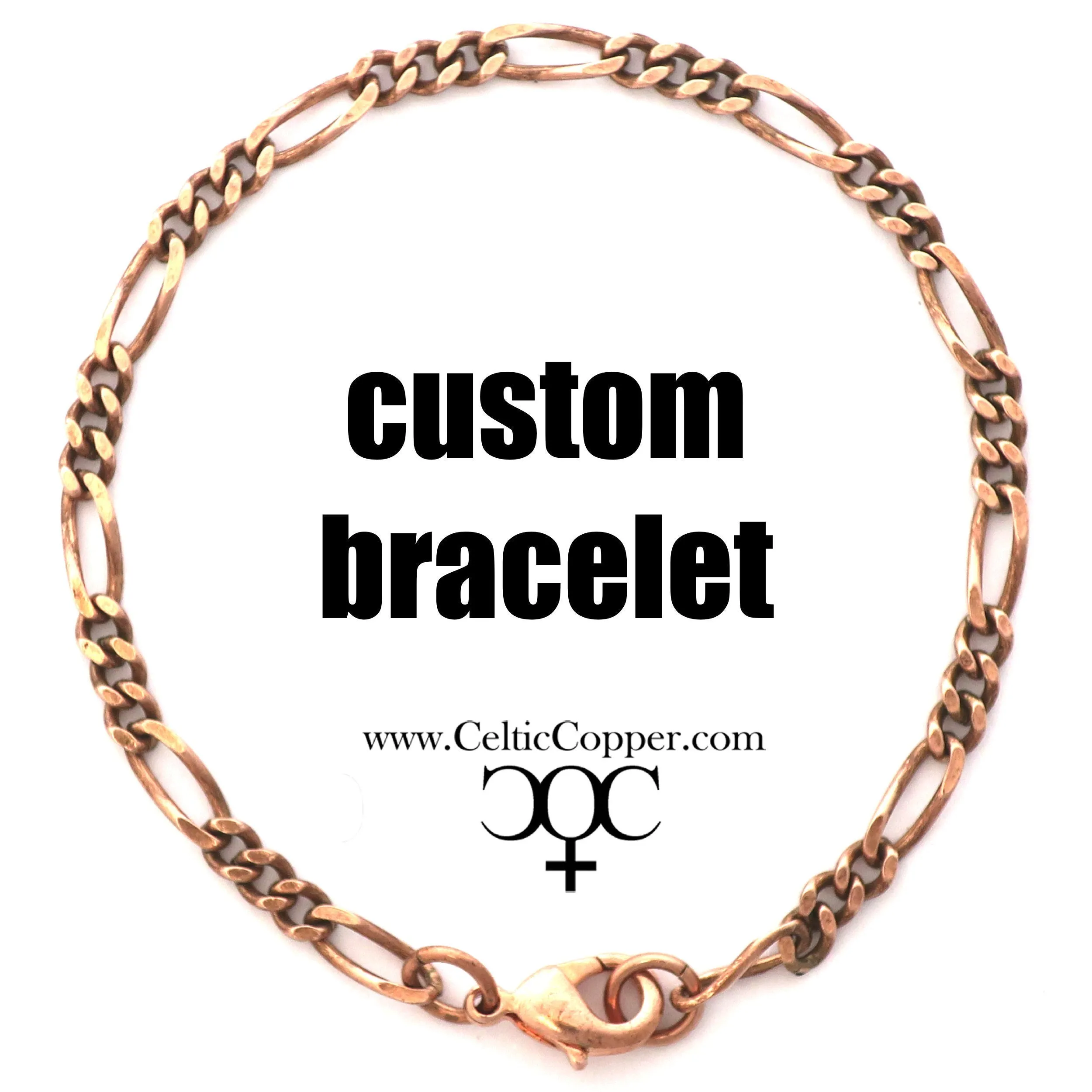 Custom Bracelet Chain Solid Copper Fine Figaro Chain Bracelet BC41M Custom Size Copper Bracelet Chain