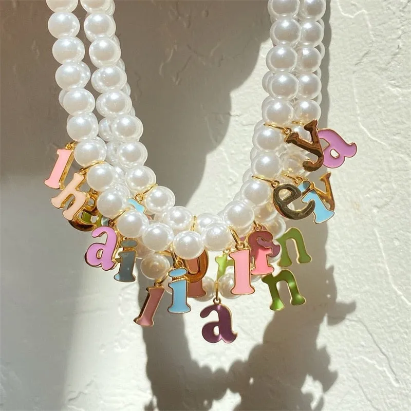 Custom Pearl Name Necklace