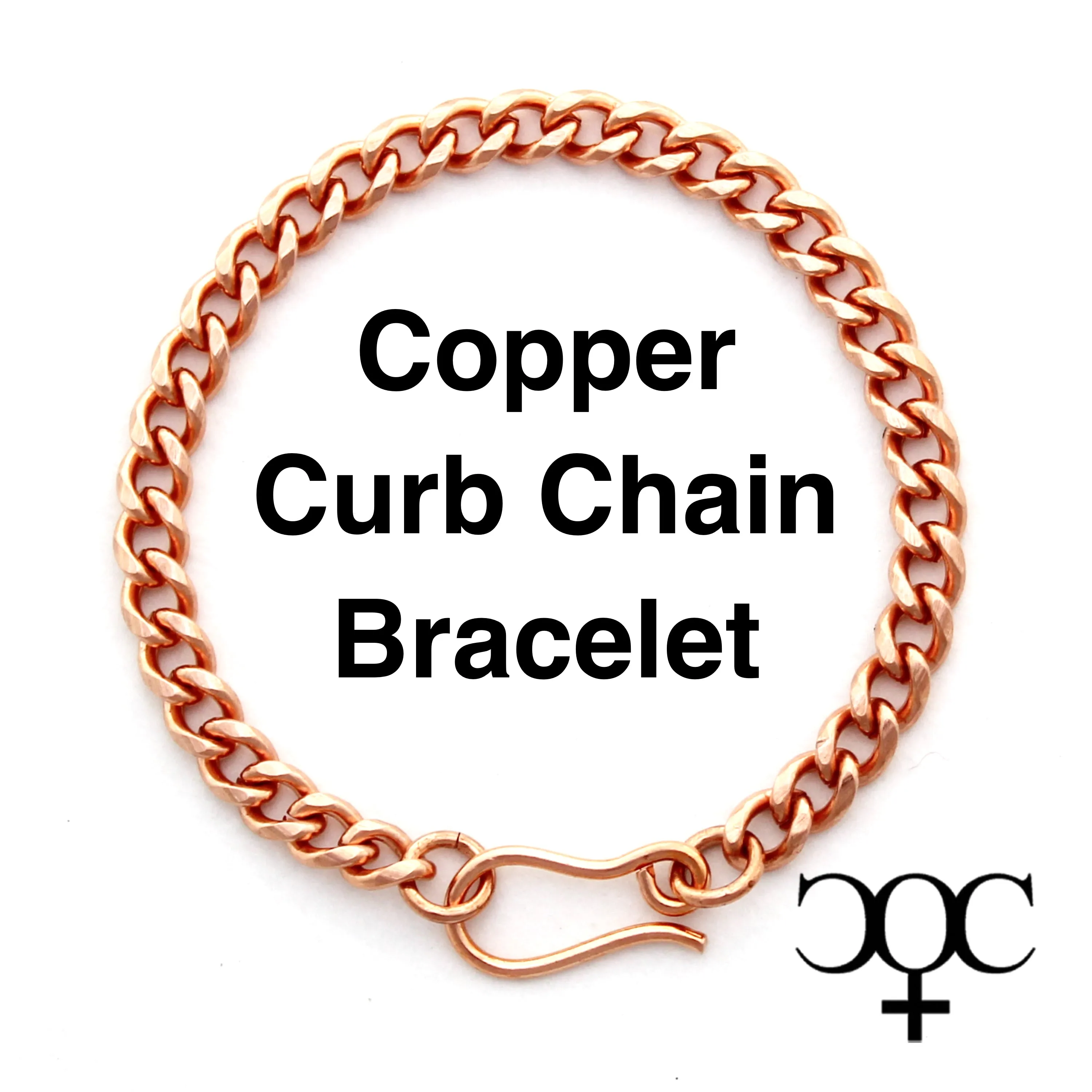 Custom Size Copper Bracelet Chain BC72 Medium 5mm Solid Copper Curb Chain Bracelet Custom