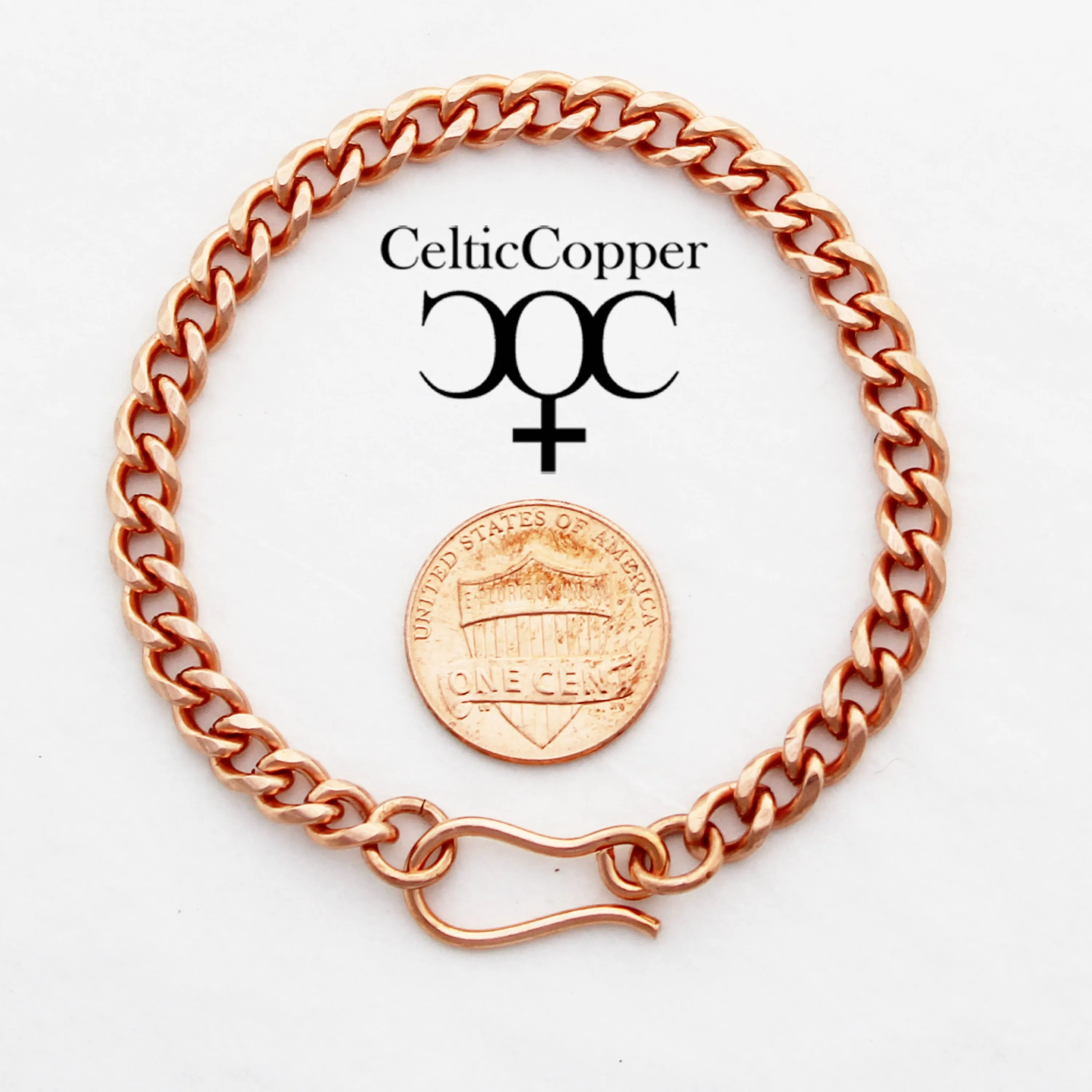 Custom Size Copper Bracelet Chain BC72 Medium 5mm Solid Copper Curb Chain Bracelet Custom