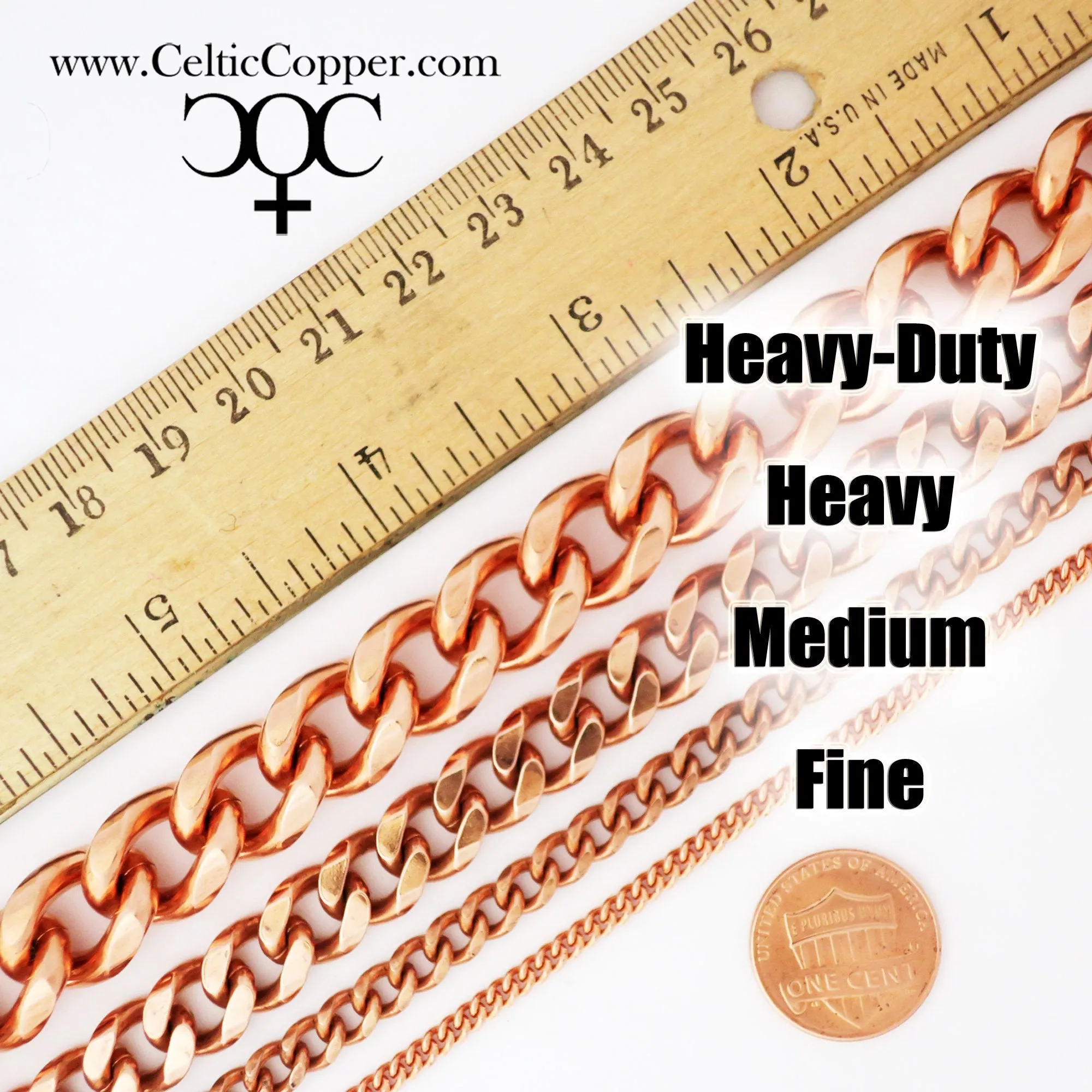 Custom Size Fine 3mm Copper Cuban Curb Chain Bracelet C71M Custom Size Solid Copper Bracelet Chain