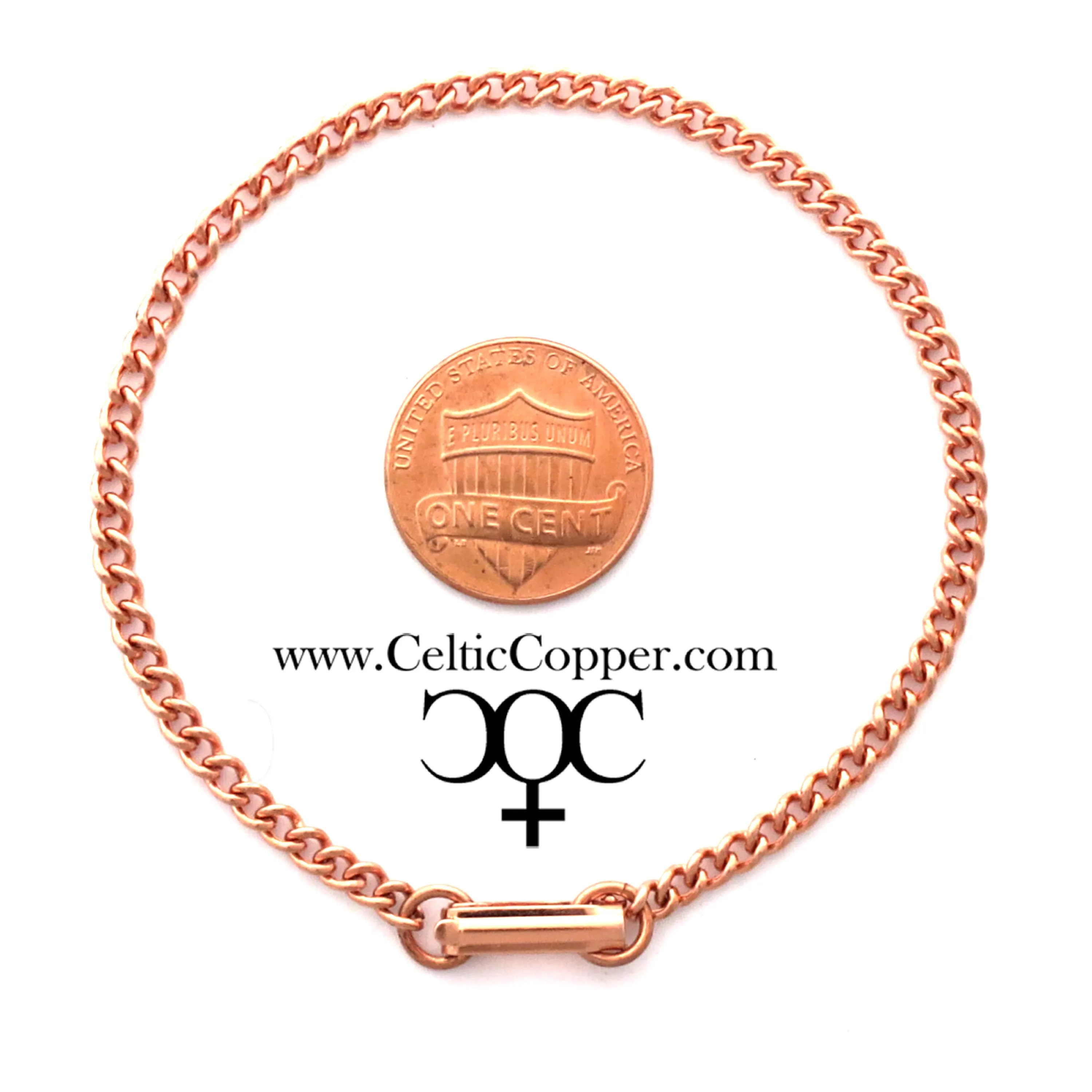 Custom Size Fine 3mm Copper Cuban Curb Chain Bracelet C71M Custom Size Solid Copper Bracelet Chain