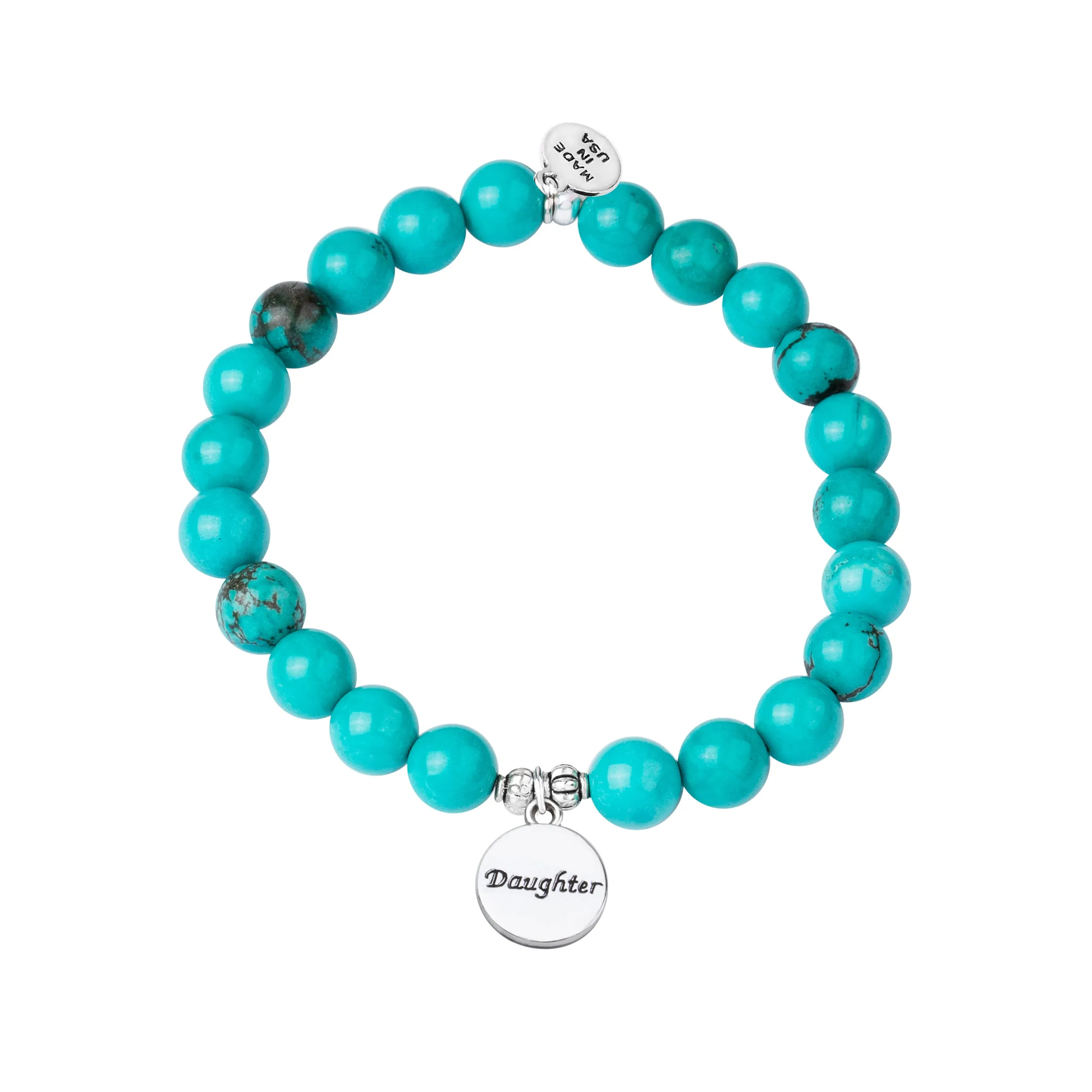 Daughter | Stone Beaded Charm Bracelet | Turquoise