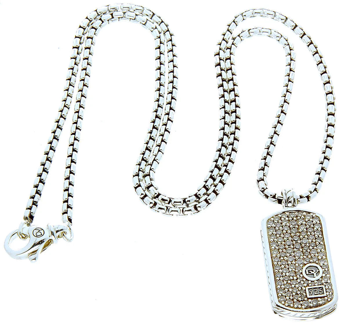 David Yurman Pave' Diamond Tag Necklace