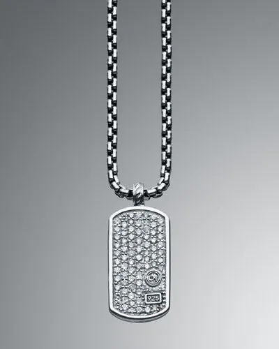 David Yurman Pave' Diamond Tag Necklace