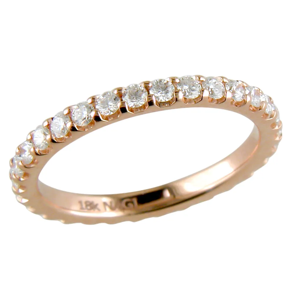 Diamond Eternity Wedding Band Anniversary Ring 18K Rose Gold