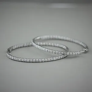 Diamond Gold Oval Hoop Earrings