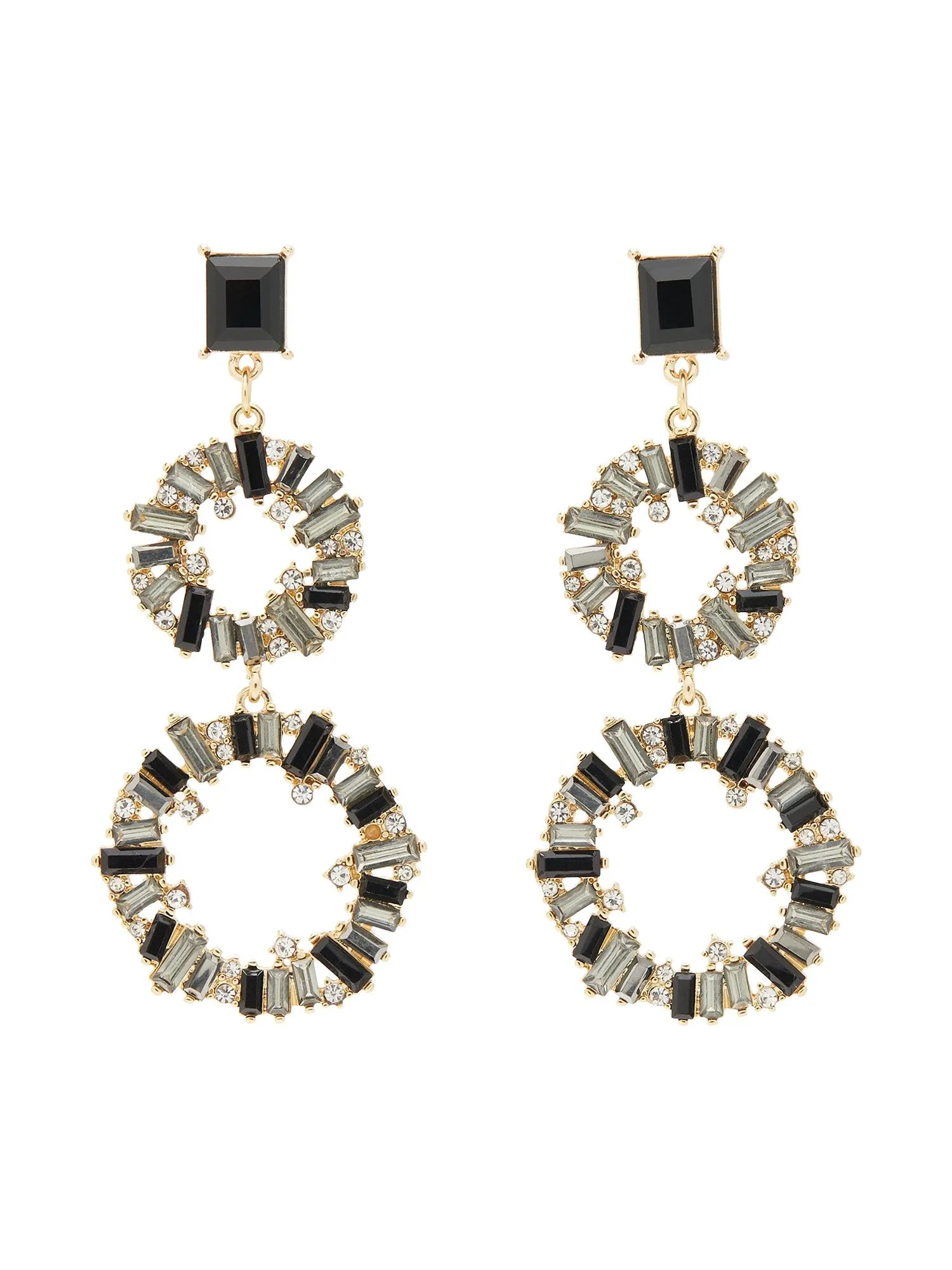 Double Ring Glass Earrings