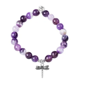 Dragonfly | Stone Beaded Charm Bracelet | Amethyst