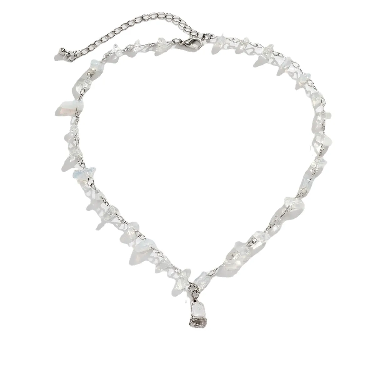 Elegant Crystal Pillar Necklace with Irregular Gravel Accents