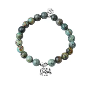 Elephant | Stone Beaded Charm Bracelet | African Turquoise