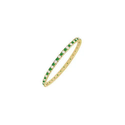 Emerald and Diamond Eternity Bangle : 14K Yellow Gold - 3.00 CT TGW