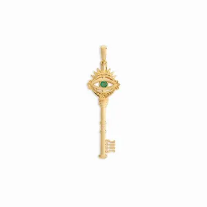 Emerald Evil Eye Key Amulet