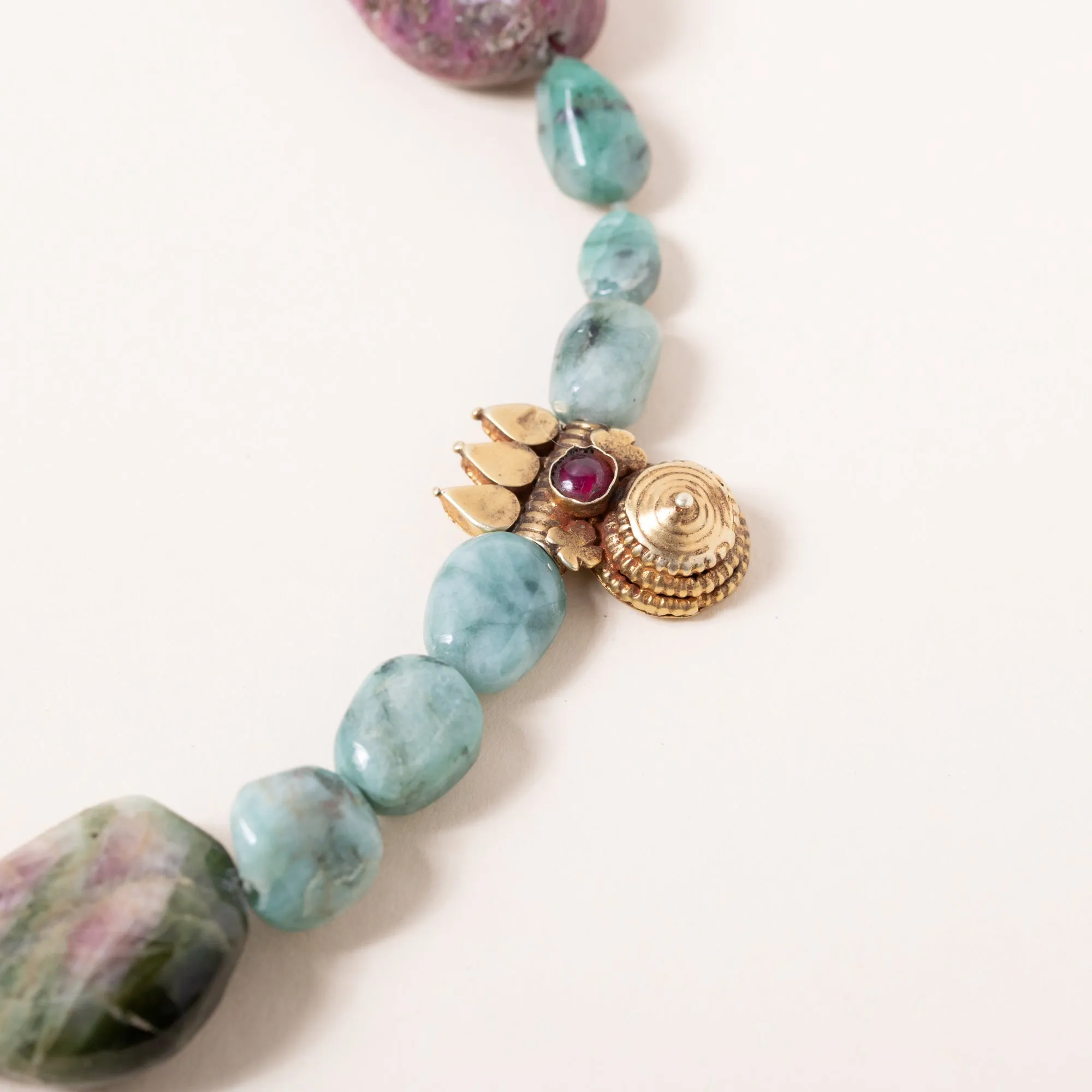 Emerald, Tourmaline and Amethyst Necklace