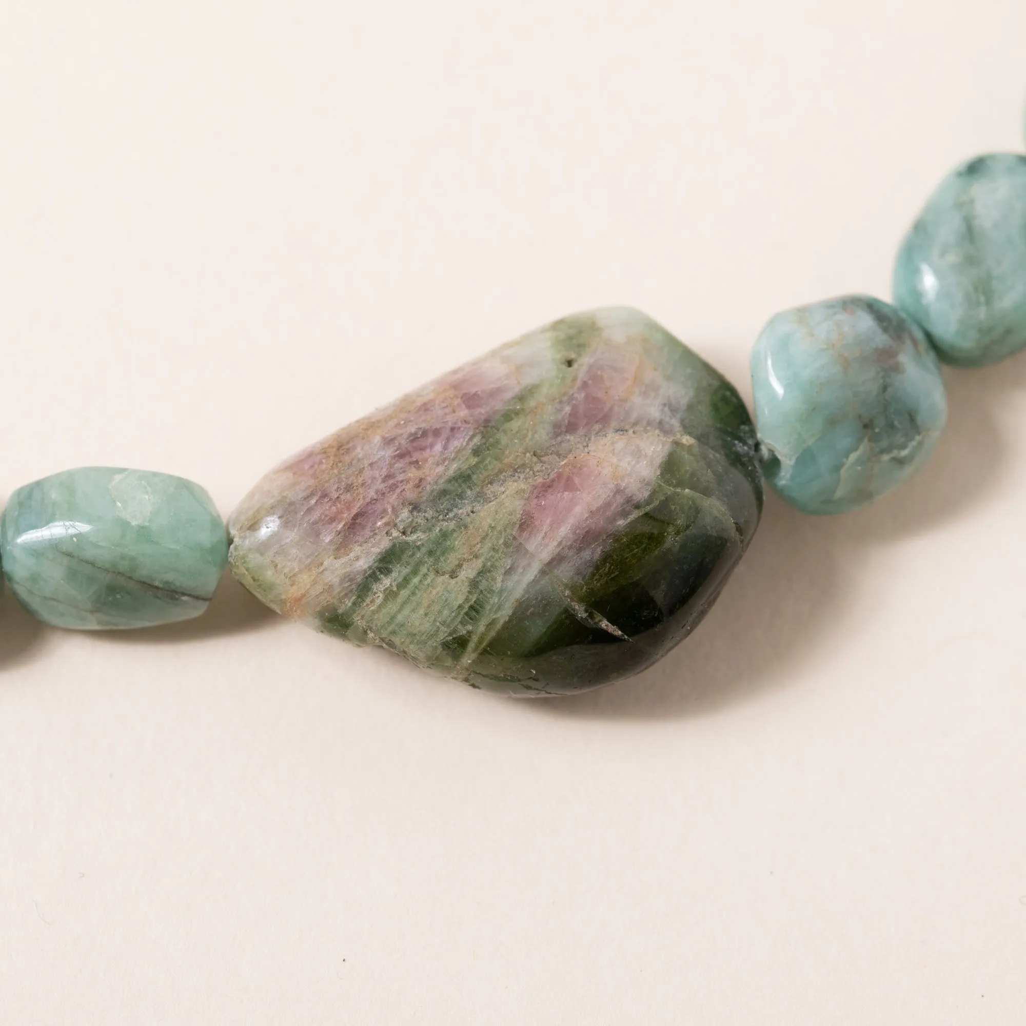 Emerald, Tourmaline and Amethyst Necklace