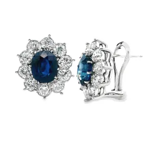 Estate 14k White Gold Diamond and Sapphire Earrings