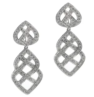 Estate 18k White Gold Diamond Earrings- 1.68cts