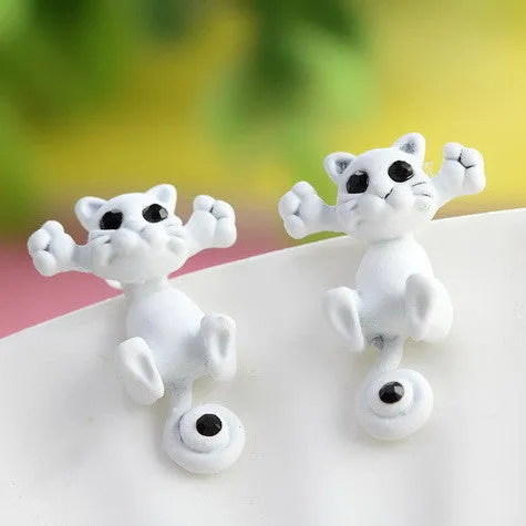 Fashion Colourful bijoux 3D Black eye Cute Small Cat Stud Earrings For Women Fine Jewelry brincos