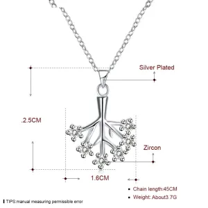 Fashion Elegant Ladies Necklace 925 Hollow Square Pendant Long Necklace Mulit Chain Silver Plated Jewelry Loving Gift AN1136