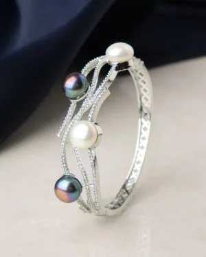 Fashionable Pearl & Stone Studded Bangle