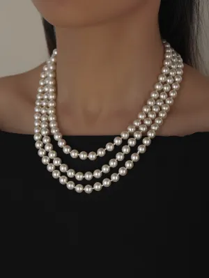 Faux Pearl Beaded Layered Necklace Elegant Necklace Bohemian Necklace