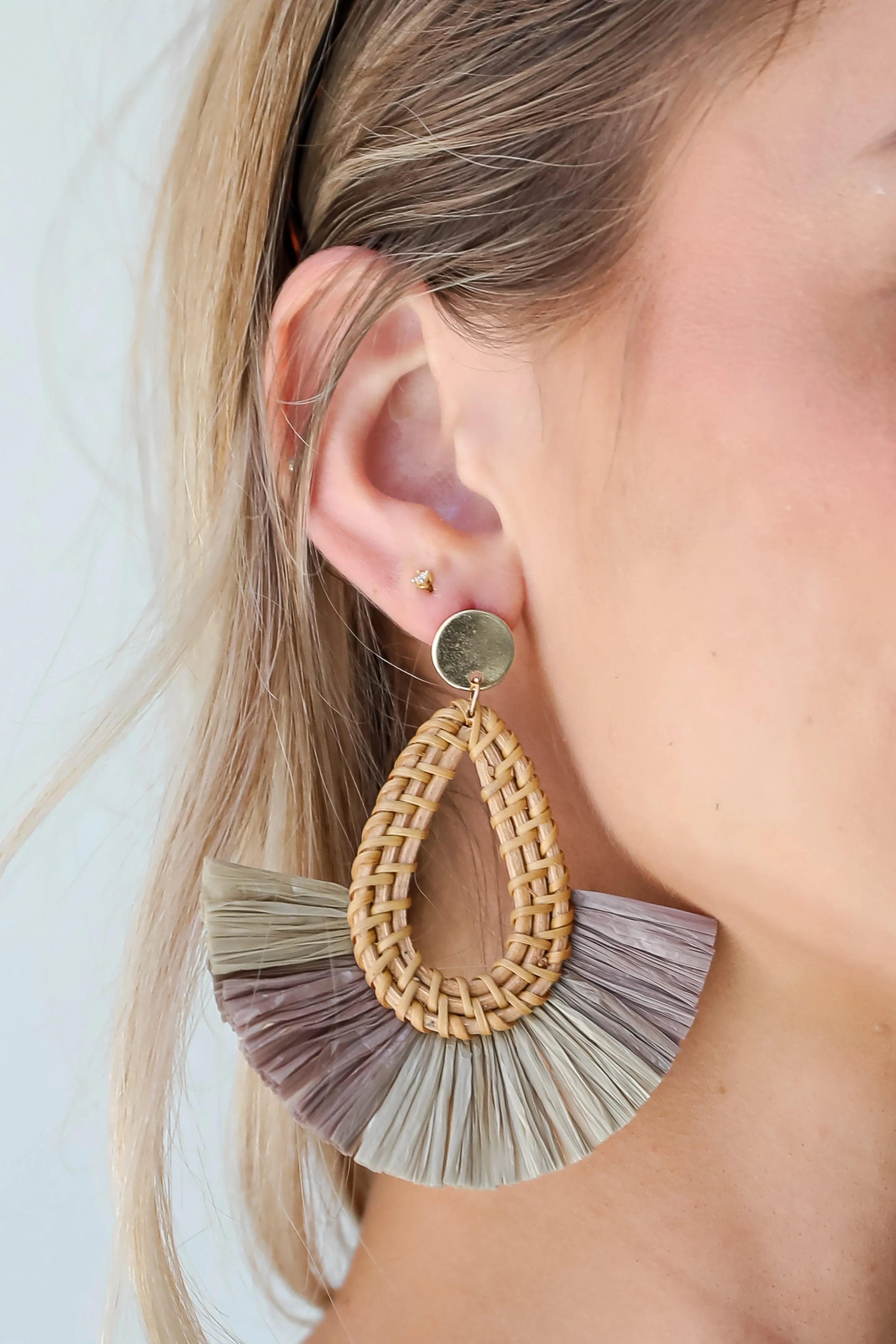 FINAL SALE - Lennon Grey Straw Fringe Statement Earrings