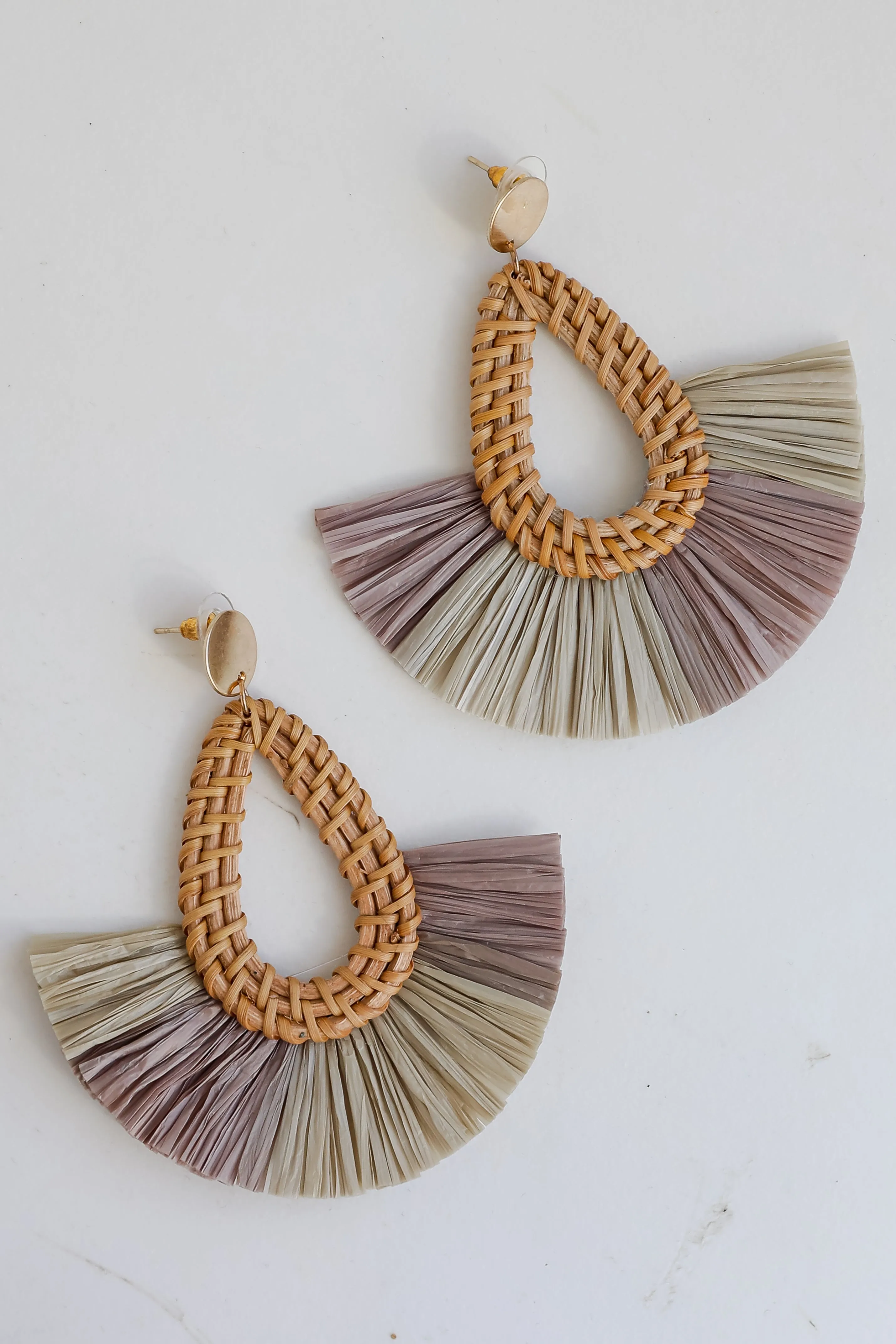 FINAL SALE - Lennon Grey Straw Fringe Statement Earrings