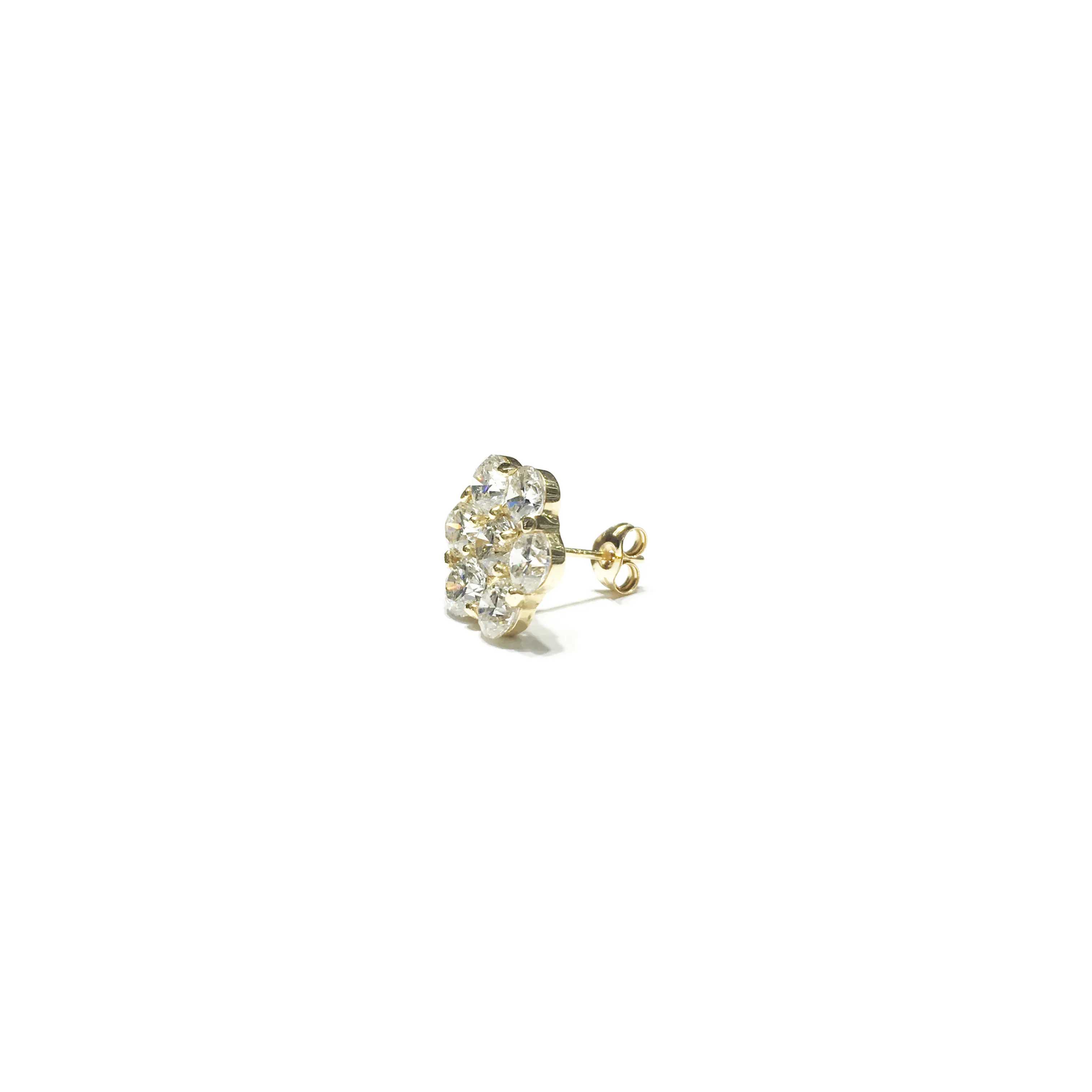 Flat Honeycomb Cluster Diamond Stud Earring (14K)