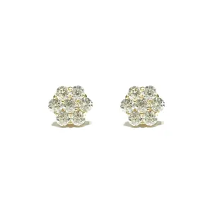 Flat Honeycomb Cluster Diamond Stud Earring (14K)