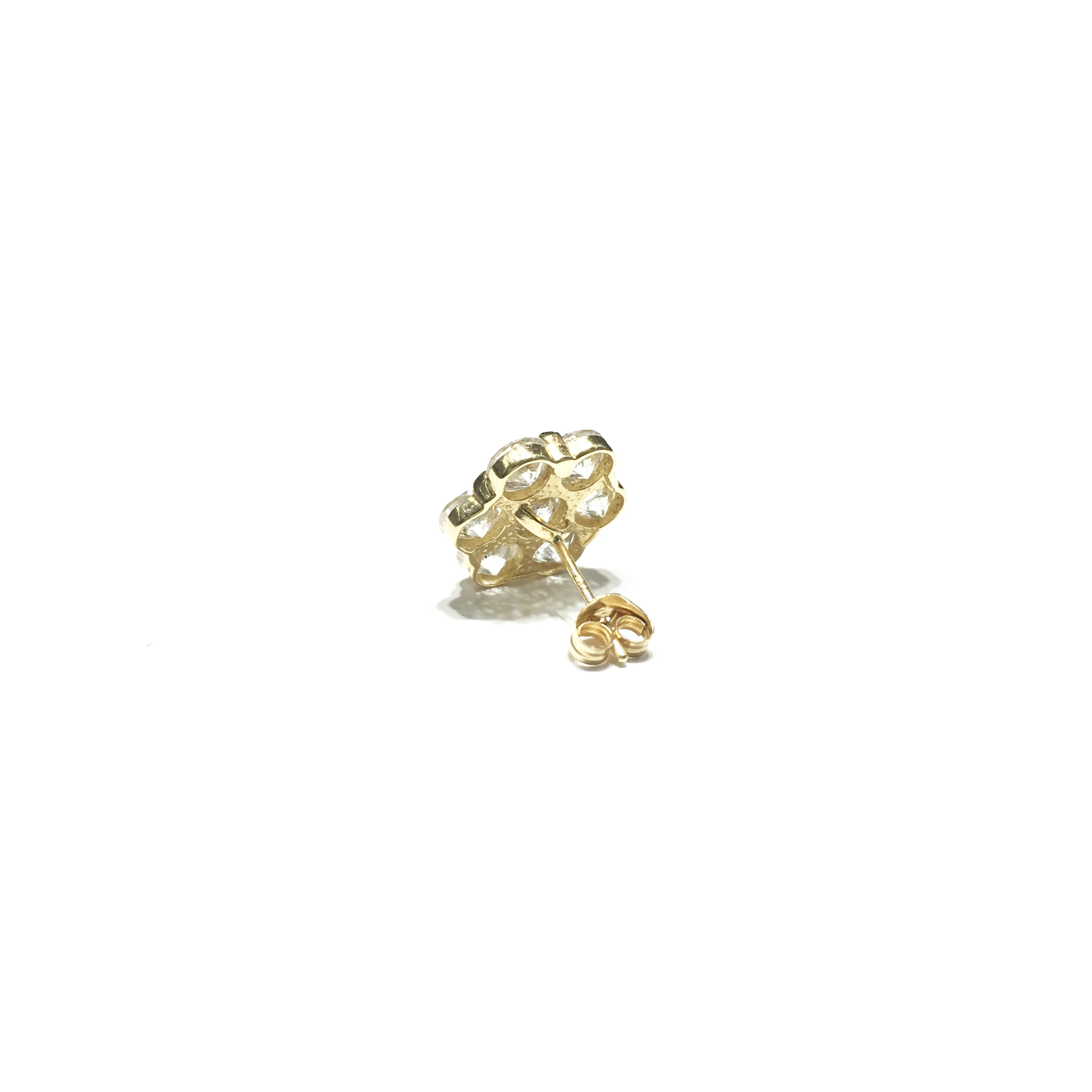 Flat Honeycomb Cluster Diamond Stud Earring (14K)